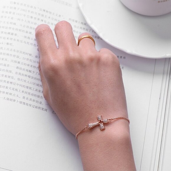 Yellow Gold Cross Bracelet - Picture 3 of 5